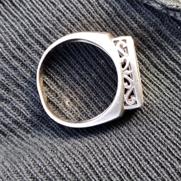 Vintage Sterling Silver Mother Of Pearl Ring Size 7.5 .. - Picture 6 of 7